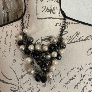 Fun Baublebar Black and White pearl and metal statement Necklace